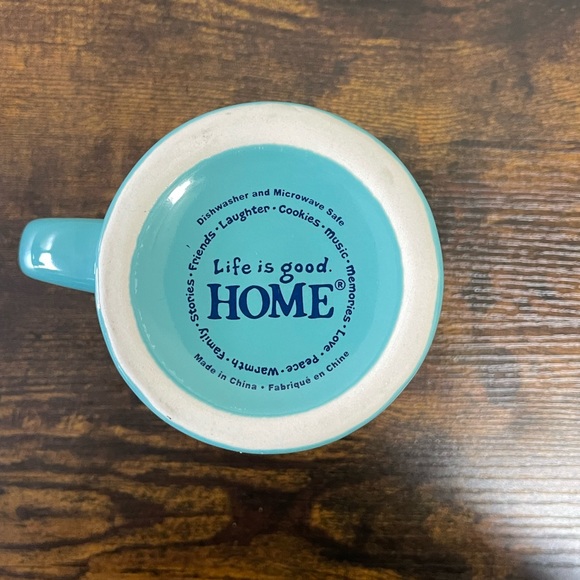 Life is Good Coffee Cup Mug | Diner Style | Flip Flops Sun Design | Turquoise - Picture 6 of 7